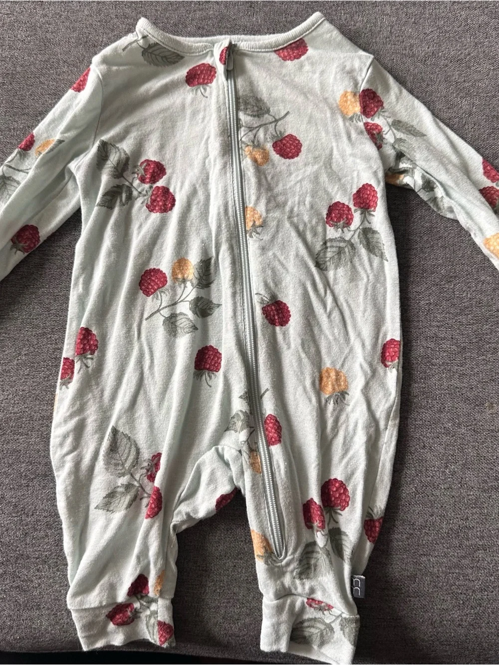 Kids Raspberry Print One-Piece Romper - Light Mint